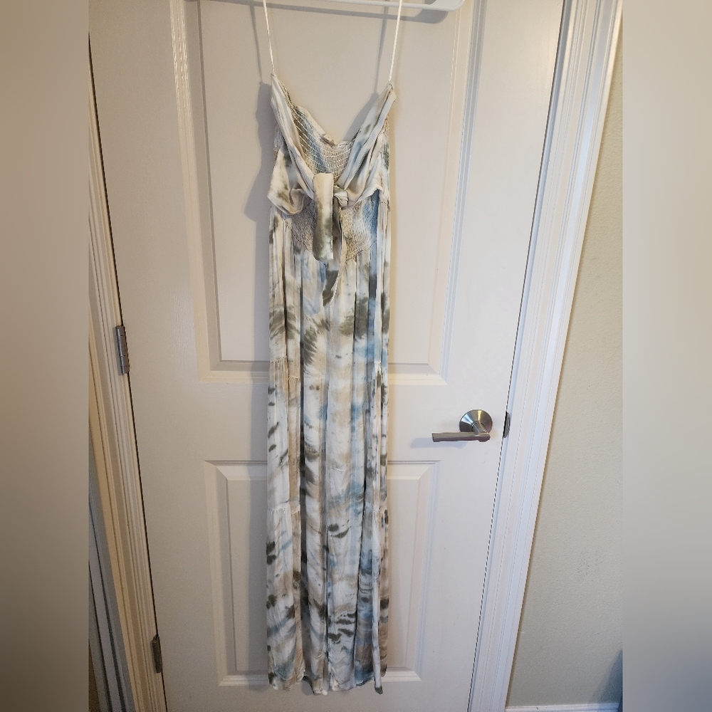 Surf Gypsy Tie-Dye Tie Front Boho Wide Leg Pants Romper